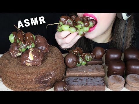 ASMR GOOEY CHOCOLATE CAKE, OREO, FRUITS & SCHOKOKUSSE (EATING SOUNDS) No Talking MUKBANG 먹방