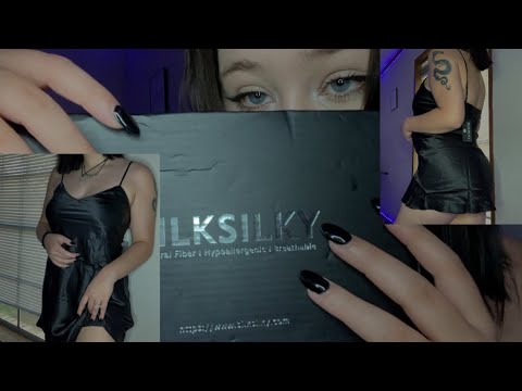 ASMR | SilkSilky Unboxing & Try On (Silk Scratching, Whispers, Tapping)