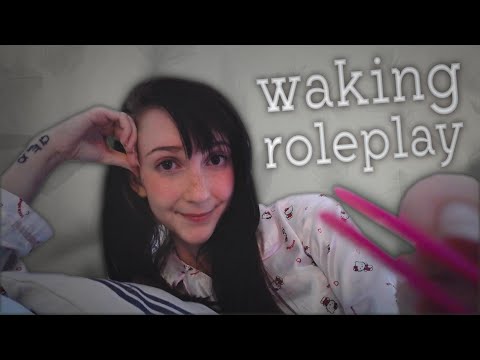 ASMR ☾ Waking up Together ☕ personal attention, negative energy pulling & hair brushing 💜 Roleplay