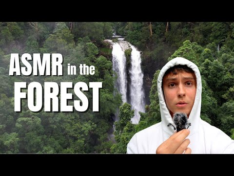 ASMR in the Forest (calm waterfall sounds, whisper rambles) 4k