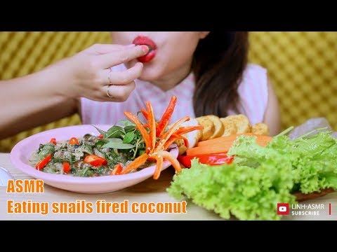 ASMR Eating snails fired coconut,eating sound,mukbang | LINH-ASMR