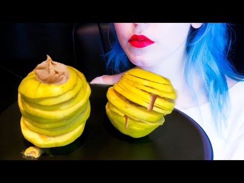 ASMR: Apple & Peanut Butter Towers | Crispy Thin Layers ~ Relaxing Eating Sounds [No Talking|V] 😻