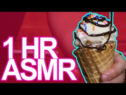 ASMR Eating Ice Cream Cones for One Hour (4 sleep/chill/study) (Loop No Talking) 먹방
