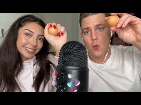 ASMR Cracking eggshells with my boyfriend❤️ ~Our most requested video~ | Whispered