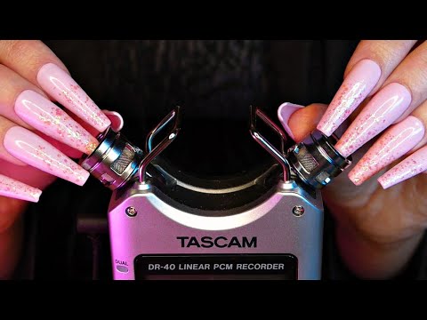 ASMR 10+ Tascam Triggers 💤 | Scratching, Tapping, Mic Brushing, Crinkles | Long Nails | No Talking