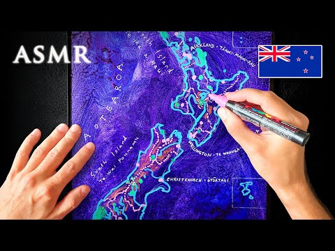ASMR Drawing Map of New Zealand | National Anthem
