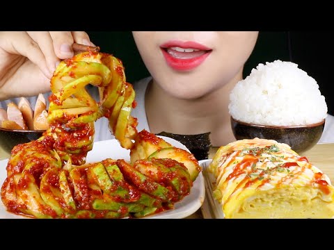 ASMR Accordion Cucumber Salad, Cheesy Omelette Roll | Korean Home Meal | Eating Sounds Mukbang