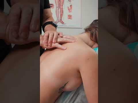 Magical asmr back massage on massage chair for beautiful girl