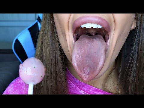 [4K] ASMR 20 minutes mouth sounds, amazing play with lollipop by tongue