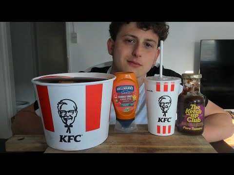 ASMR Eating KFC { Big bucket of Kentucky Fried Chicken )