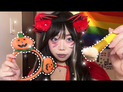 Vampire Gf gets you ready for Halloween asmr (real camera touching)