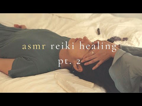 ASMR Real Person Reiki Healing with Scalp Massage (hand movements, crystals, rain sounds) Pt. 2