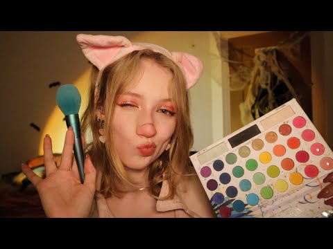[ASMR] Friend helps you get ready for a costume party ~ makeup, soft spoken