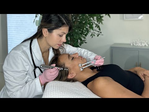 ASMR Face Exam & Pressure Point Therapy ~ Face Mapping Treatment, Tuning Fork, Muscle Sculpting