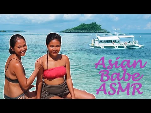 Asian Babe ASMR Travel | Island | Pristine water waves🌊| Sand rub (Cebu Island , Philippines) 🏝🌞☺