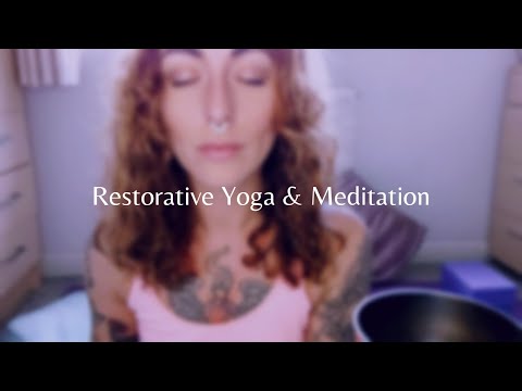 Beginner friendly Restorative Yoga, Meditation and Singing Bowls 🧘‍♀️ Slow Yin Propped Yoga ✨