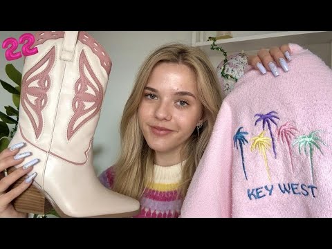 ASMR What I Got For My 22nd Birthday! 🌊🐢🐚 (costal cowgirl aesthetic)