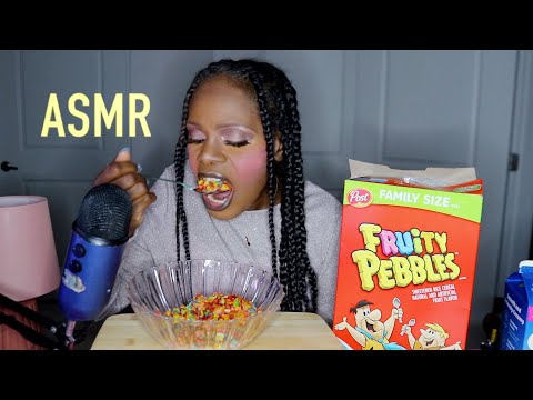 Fruity Pebbles With Just Enough Milk ASMR Eating Sounds