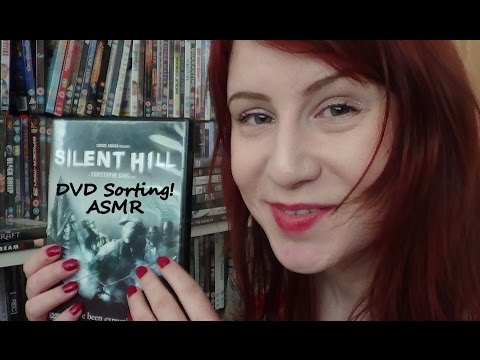 ASMR. DVD Shelf Sorting! Whisper/Tapping/Sticky Fingers