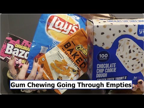 ASMR Gum Chewing Going Through Empties 21. Whispered, Tapping