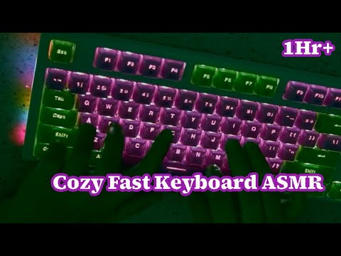 [Cozy Fast Keyboard ASMR] w/ rainstorm & fire crackle (no mid-roll ads)🌧️💤