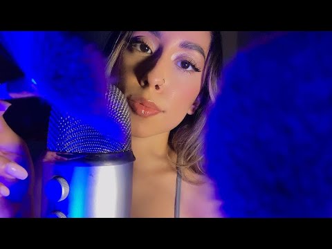ASMR Face Brushing For Sleep (mouth sounds) No Talking