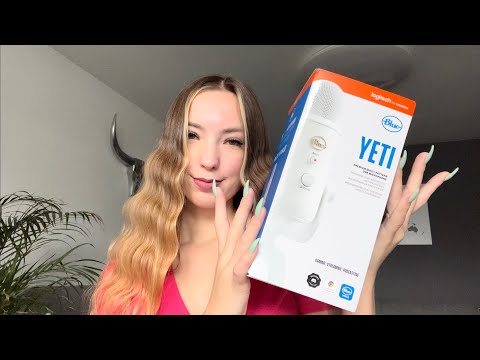 ASMR | UNBOXING MY NEW BLUE YETI🔥 (clicky whispering, mouth sounds)