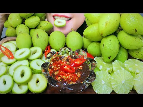 AMR SOUR MANGO WITH SHRIMP PASTE AND LIME , EATING SOUNDS | LINH-ASMR