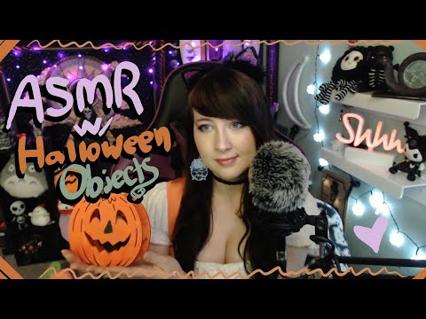 ASMR with Halloween Objects (tapping, scratching, whispers)