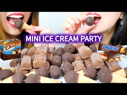 ASMR MINI ICE CREAM PARTY (Snickers, Drumstick) 아이스크림 리얼사운드 먹방 アイスクリーム 冰淇淋 Kem cây | Kim&Liz ASMR