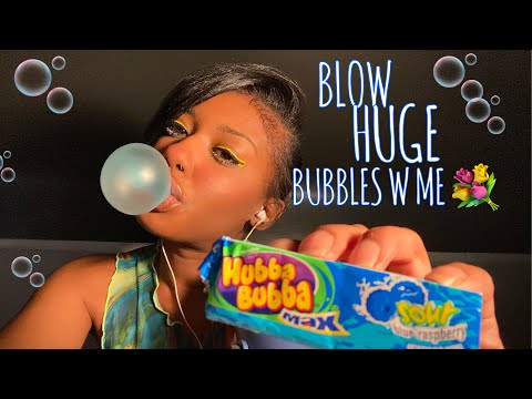 ASMR Binaural Ear to Ear Blowing Bubbles +Gum Chewing Mouth Sounds