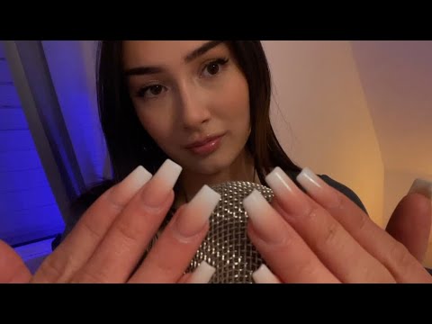 ASMR mic scratching + nail tapping with long nails 💅 kinda fast