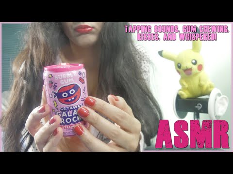 ASMR Gum Chewing, Whispered, Kisses,💋 Tapping Sounds! ♡3DIO BINAURAL ♡💜