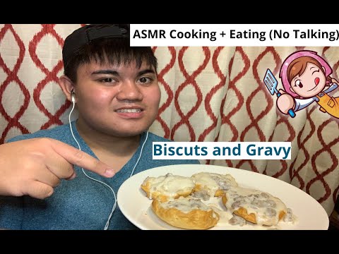 ASMR Cooking + Eating Biscuits and Gravy (No Talking)