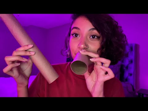 Tingly Paper Tube ASMR ~ Super Close Whispers & Tapping