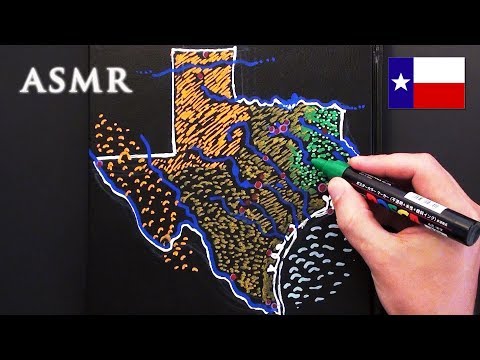 ASMR 1hr Drawing Map of Texas | History of Flags