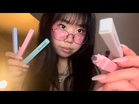 ASMR Drawing on your Face with Highlighters (lofi, real camera touching)