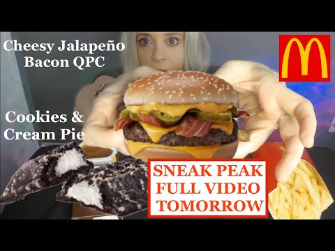 ASMR Sneak Peak McDonald's New Cheesy Jalapeño Bacon QPC | Cookies and Cream Pie | Coming Tuesday!!!