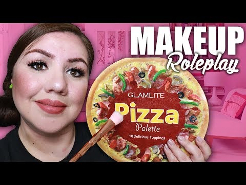 ASMR Doing Your Makeup at Home with Pizza