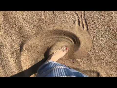 ASMR Feet drawing in sand soft relaxing