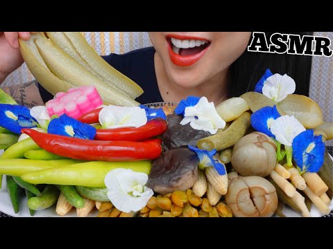 ASMR VEGGIE PLATTER WITH THAI DIPPING SAUCE (FRESH VS. STREAMED) EATING SOUNDS NO TALKING | SAS-ASMR