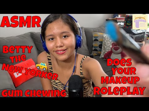 ASMR Betty 🚖The New Yorker 🚖 Does Your Makeup Roleplay | Gum Chewing