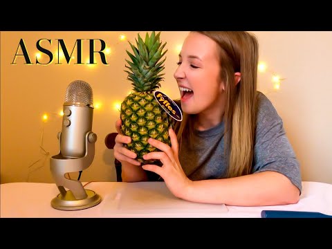 ASMR Eating Pineapple | Cutting + Eating Sounds