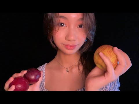 ASMR ~ Slow, Juicy, Crunchy Eating Plums & Apple