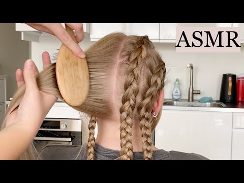 ASMR | Braided Hairstyle / 4 Dutch Braids / Relaxation (hair play, brushing, sectioning, no talking)