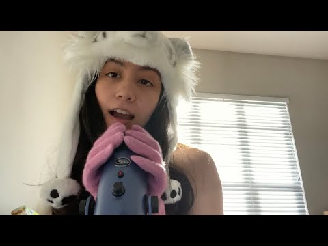 ASMR: mic scratching with gloves (whispers, fuzzy sounds)