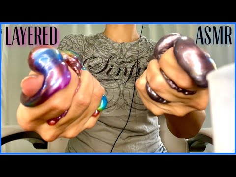 ASMR Layered Tapping & Squeezing (Squishies, Slime, Heat Packs) - No Talking