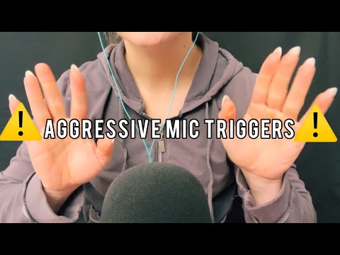 ASMR: FAST & AGGRESSIVE MIC TRIGGERS NO TALKING 🤐 (with & without cover, custom for Nikko)