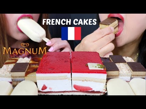ASMR FANCY FRENCH CAKES + MAGNUM ICE CREAM BARS 리얼사운드 먹방 | Kim&Liz ASMR