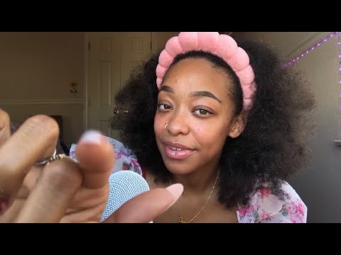 ASMR | 🌸 Random Pink Triggers 🌸 [ blotting your face, mouth sounds, tapping + scratching objects ]